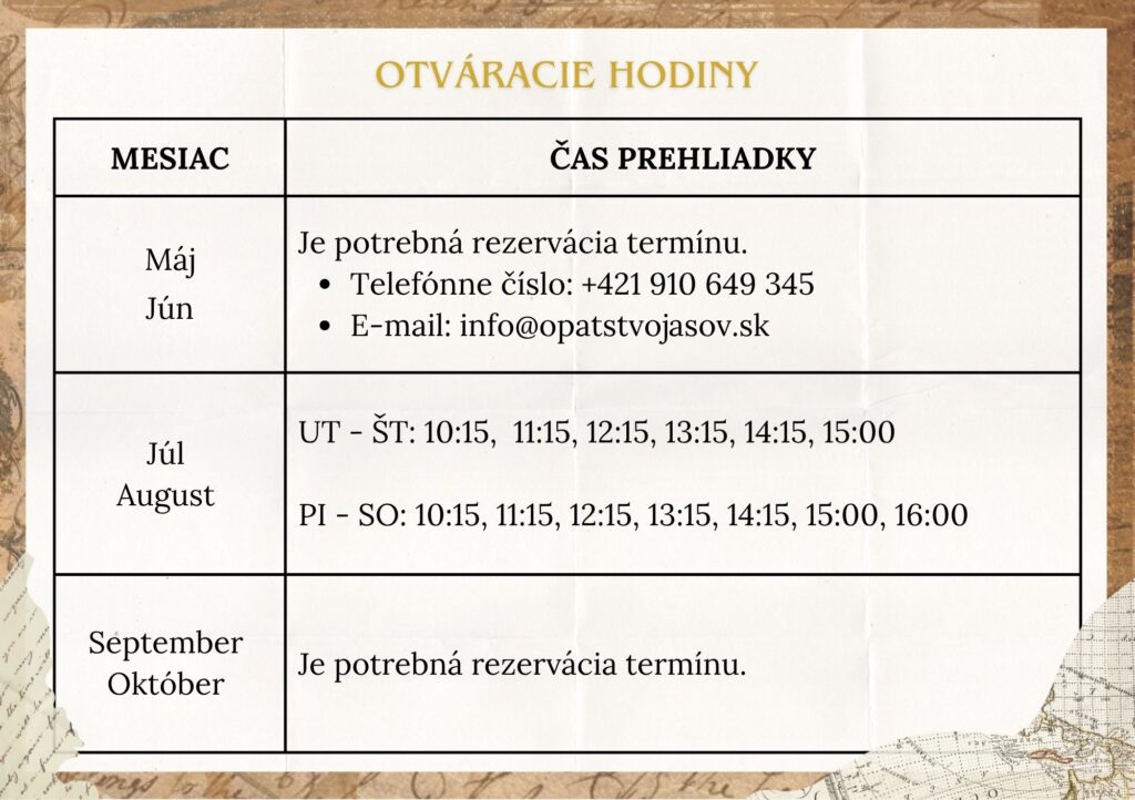 Premonštrátsky kláštor Jasov : Prehliadky / Otváracie hodiny
