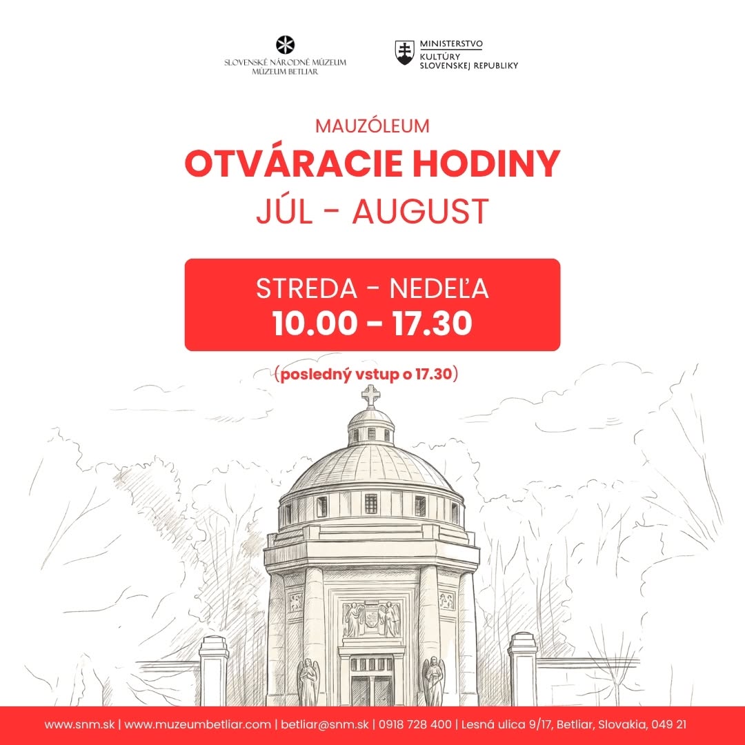 Aktuálne otváracie hodiny a vstupné – Mauzóleum grófa Dionýza a Františky Andrássyovcov